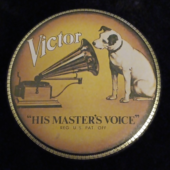 Vintage Victor His Master's Voice round 5-inch tin canister - Picture 1 of 5